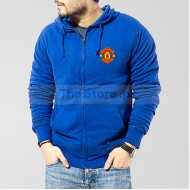 Blue Fleece Manchester United Zipper Hoodie