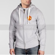 Grey Fleece Manchester United Zipper Hoodie