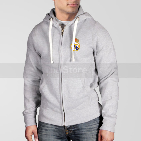Grey Fleece Real Madrid Zipper Hoodie Grey Fleece Real Madrid Zipper Hoodie