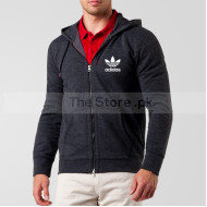 Charcoal Fleece Adidas Zipper Hoodie