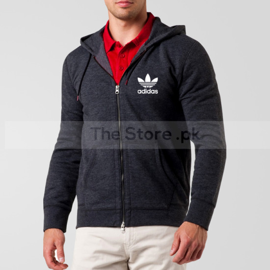 Charcoal Fleece Adidas Zipper Hoodie Charcoal Fleece Adidas Zipper Hoodie