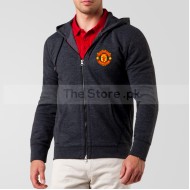 Charcoal Fleece Manchester United Zipper Hoodie