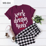 Purple Work Dream Printed T-Shirt & Check Pajama For Women's