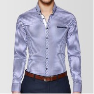 Blue Egyptian Cotton Check Shirt 