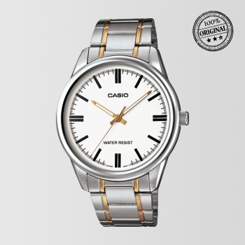 White Dial Silver And Gold Bracelet Mens Watch