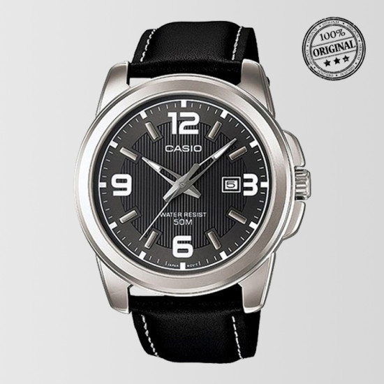 Grey Dial Black Leather Strap Mens Watch Grey Dial Black Leather Strap Mens Watch