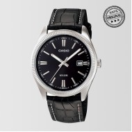 Black Leather Black Dial Strap Mens Watch