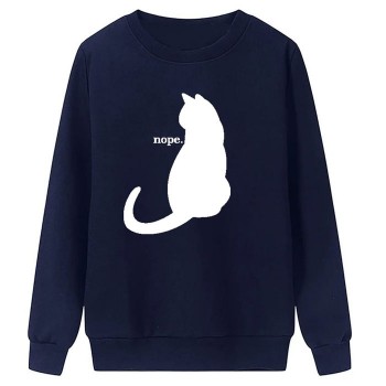 Nope Logo Navy Blue Fleece Sweatshirt For Girls