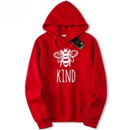 Be kind Red Pullover Fleece Hoodie For Women