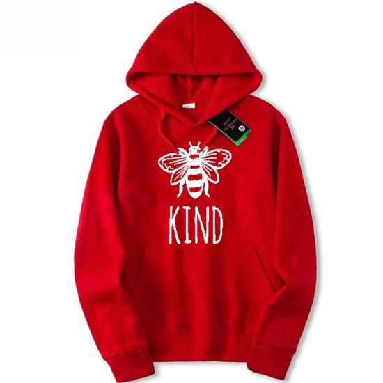 Be kind Red Pullover Fleece Hoodie For Women