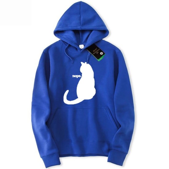 NopeCat Blue Pullover Hoodie For Girls