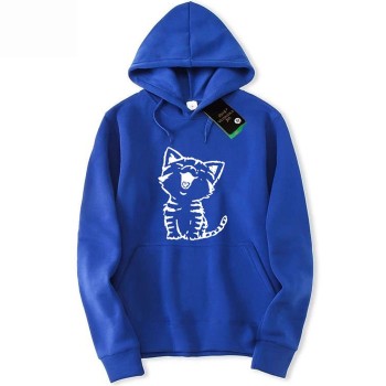 Meow Blue Pullover Hoodies For Girls