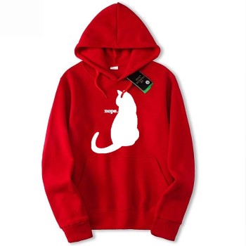 NopeCat Red Pullover Hoodie For Women's