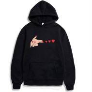 Printed Design Black Pullover Hoodie
