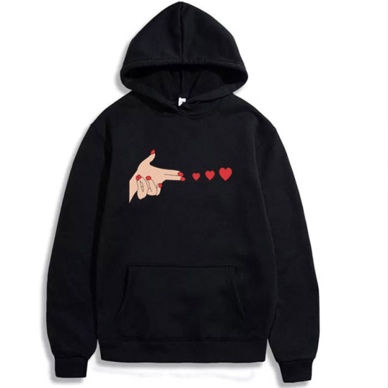 Printed Design Black Pullover Hoodie Printed Design Black Pullover Hoodie