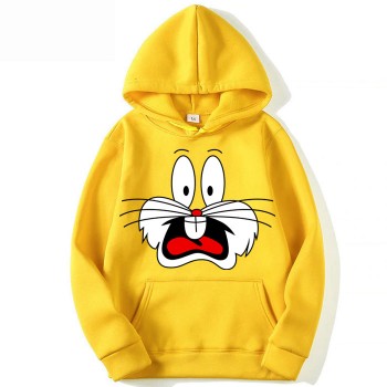 Bugs Bunny Yellow Printed Hoodie For Girls