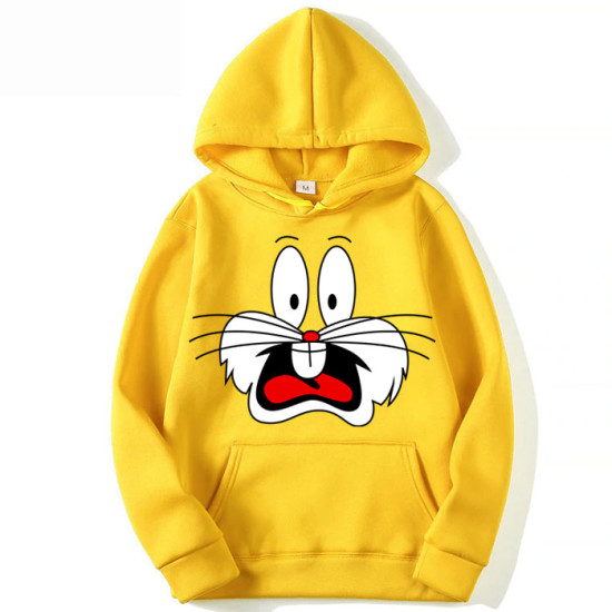 Bugs Bunny Yellow Printed Hoodie For Girls Bugs Bunny Yellow Printed Hoodie For Girls