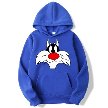 Sylvester Blue Printed Hoodie For Women's