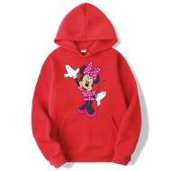 Mickey Mouse Red Pullover Hoodie For Women's