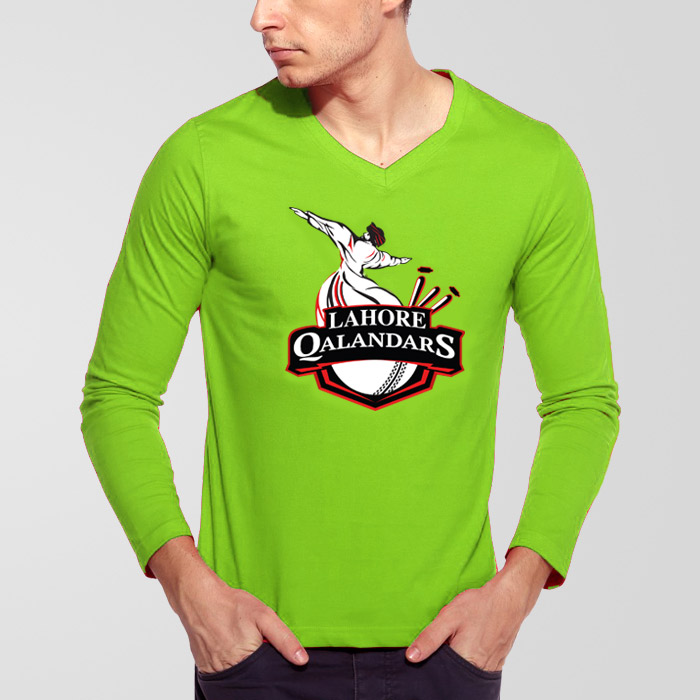 Lahore Qalandars PSL V-Neck Full Sleeves T-Shirt - Thestore.pk