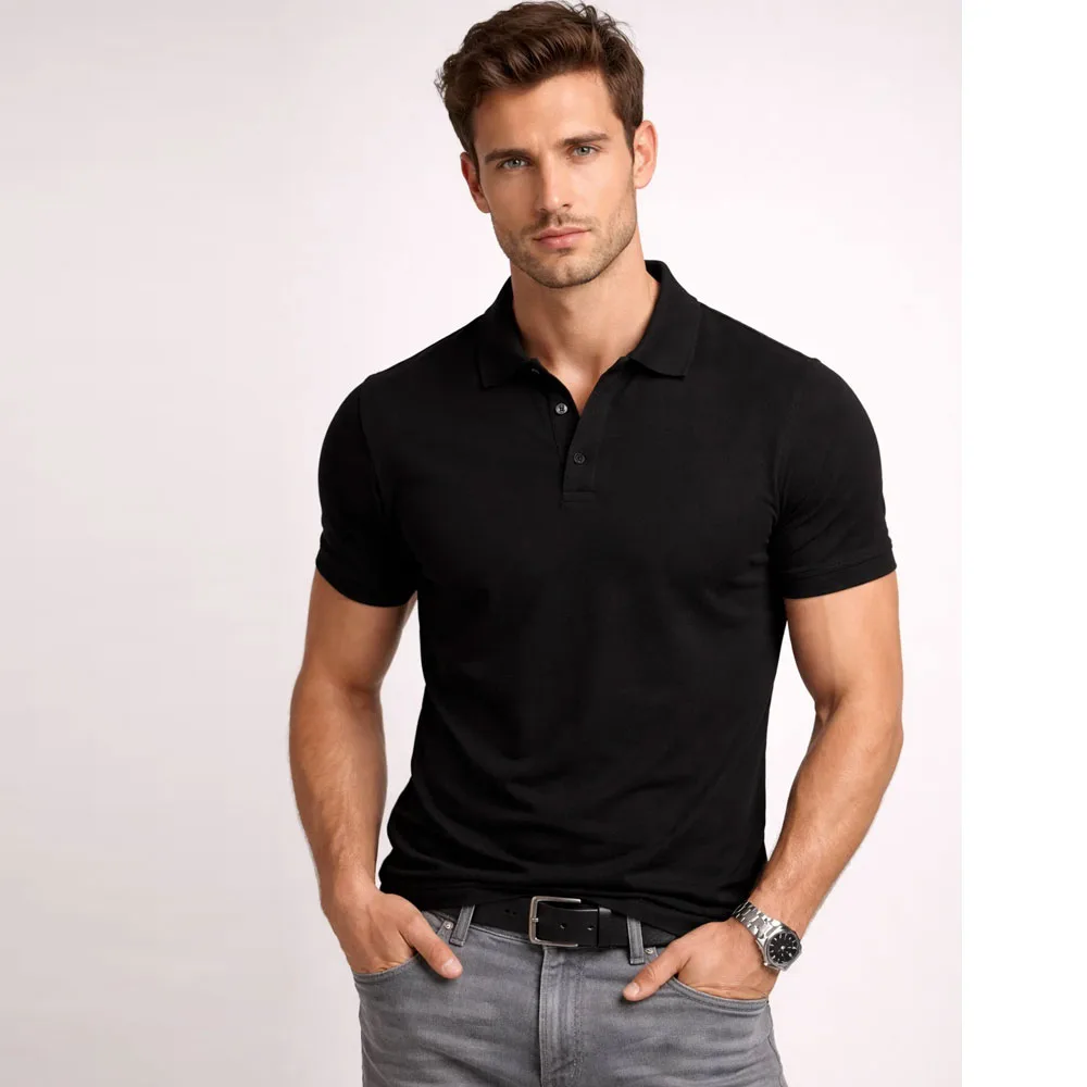 Men's Plain Polo T-Shirt – Black
