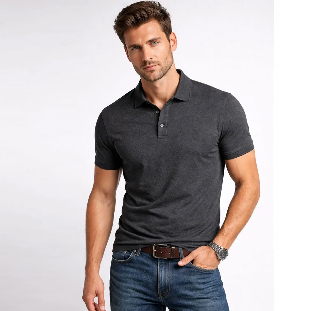 Men's Plain Polo T-Shirt – Charcoal Gray