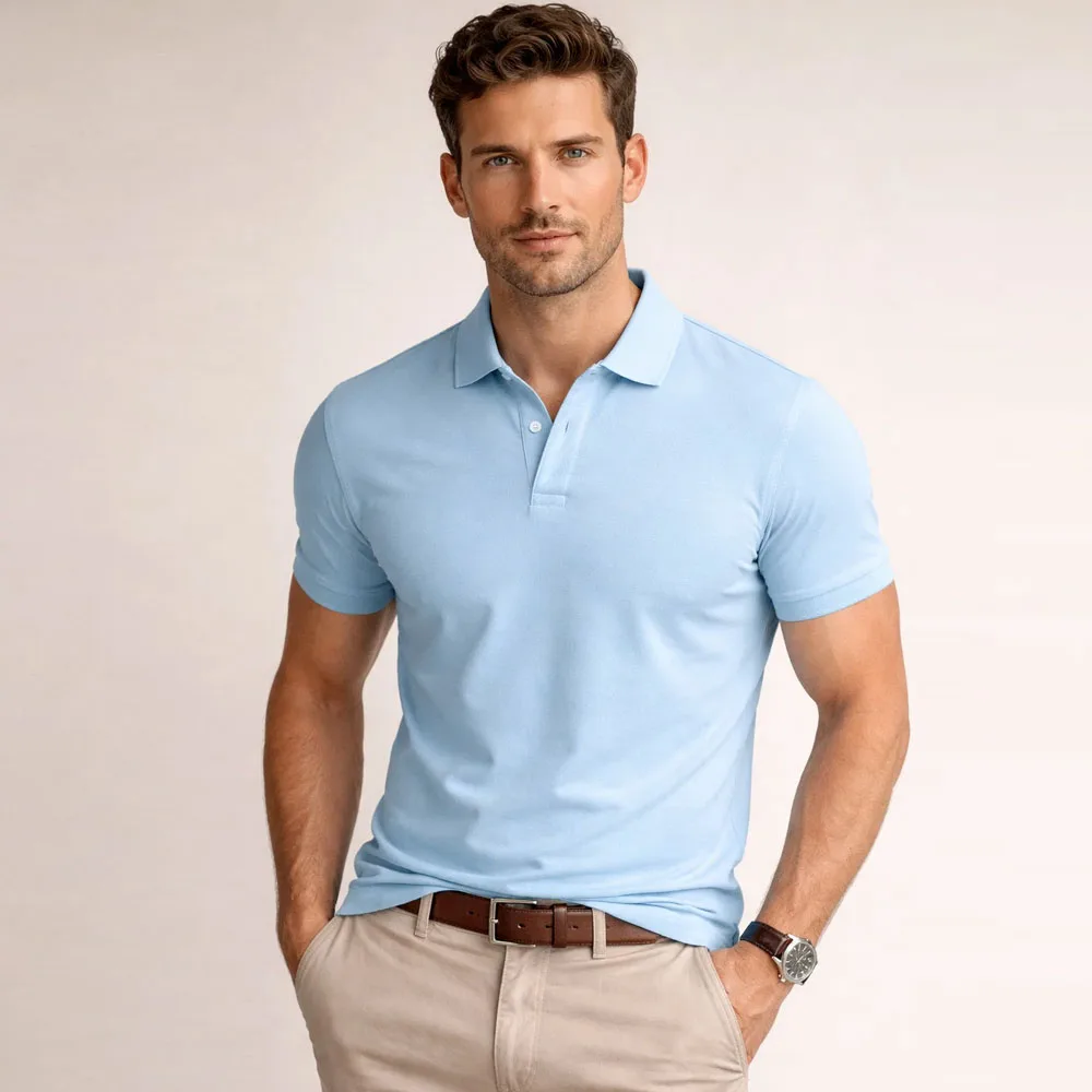 Men's Plain Polo T-Shirt – Light Blue
