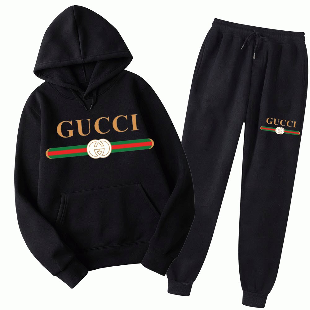 Men's Signature Web Stripe Graphic Fleece Tracksuit – Black