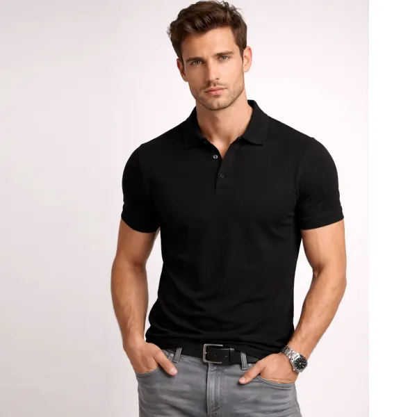 Men's Plain Polo T-Shirt – Black