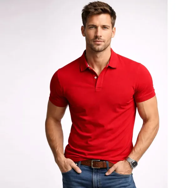 Men's Plain Polo T-Shirt – Red