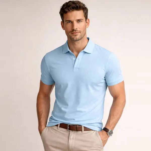 Men's Plain Polo T-Shirt – Light Blue