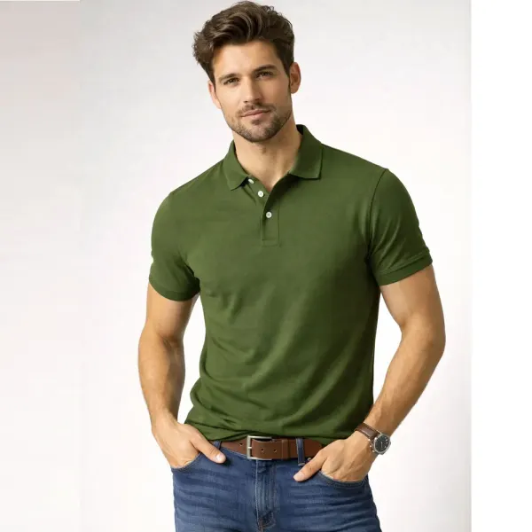 Men's Plain Polo T-Shirt – Olive Green