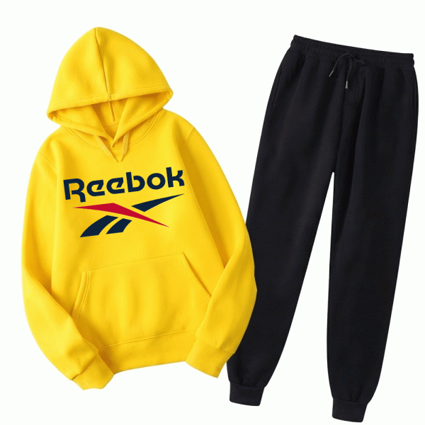 Men's Classic Vector Graphic Printed Fleece Tracksuit – Yellow & Black