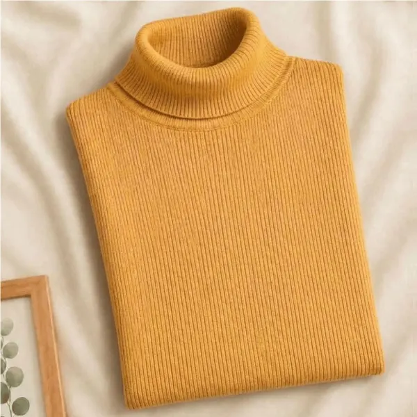 Yellow High Neck Jumper For Women