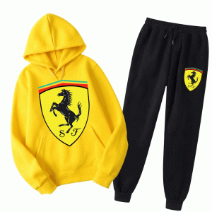 Men's Racing Shield Horse Graphic Fleece Tracksuit Set - 1