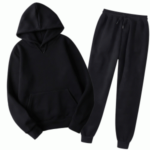 Men's Premium Plain Fleece Winter Tracksuit Set – Pullover Hoodie & Jogger Pants - 2