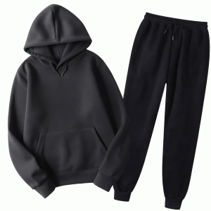 Men's Premium Plain Fleece Winter Tracksuit Set – Pullover Hoodie & Jogger Pants - 3